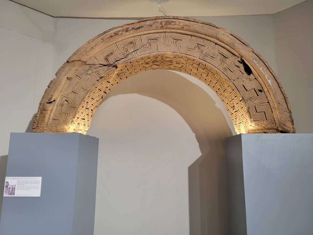 A carved stone arch