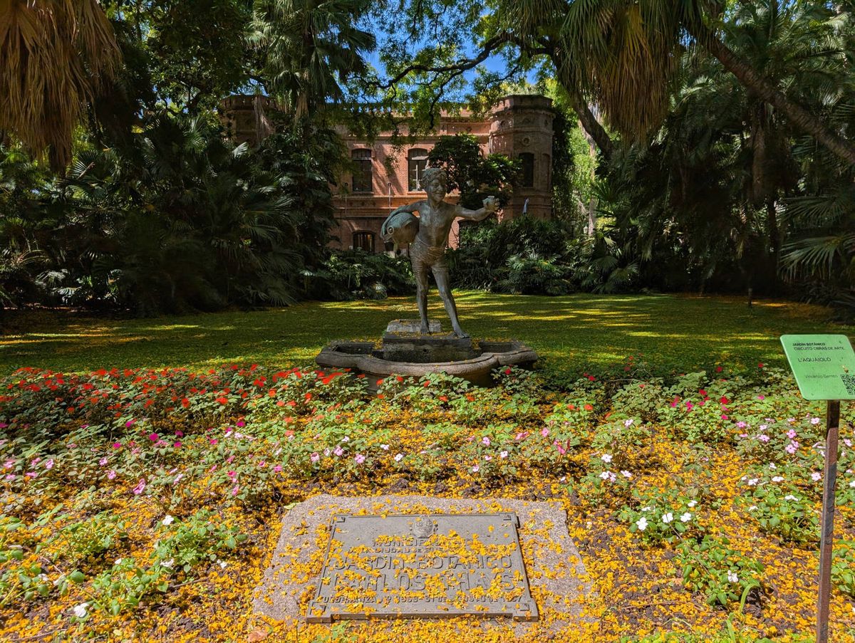 A statue in the garden