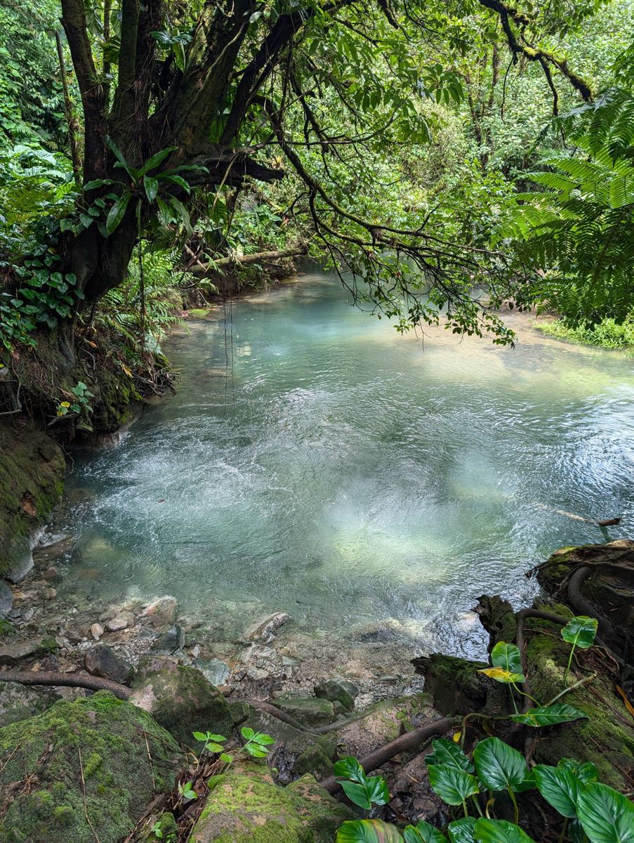 Milky blue water over the rocks