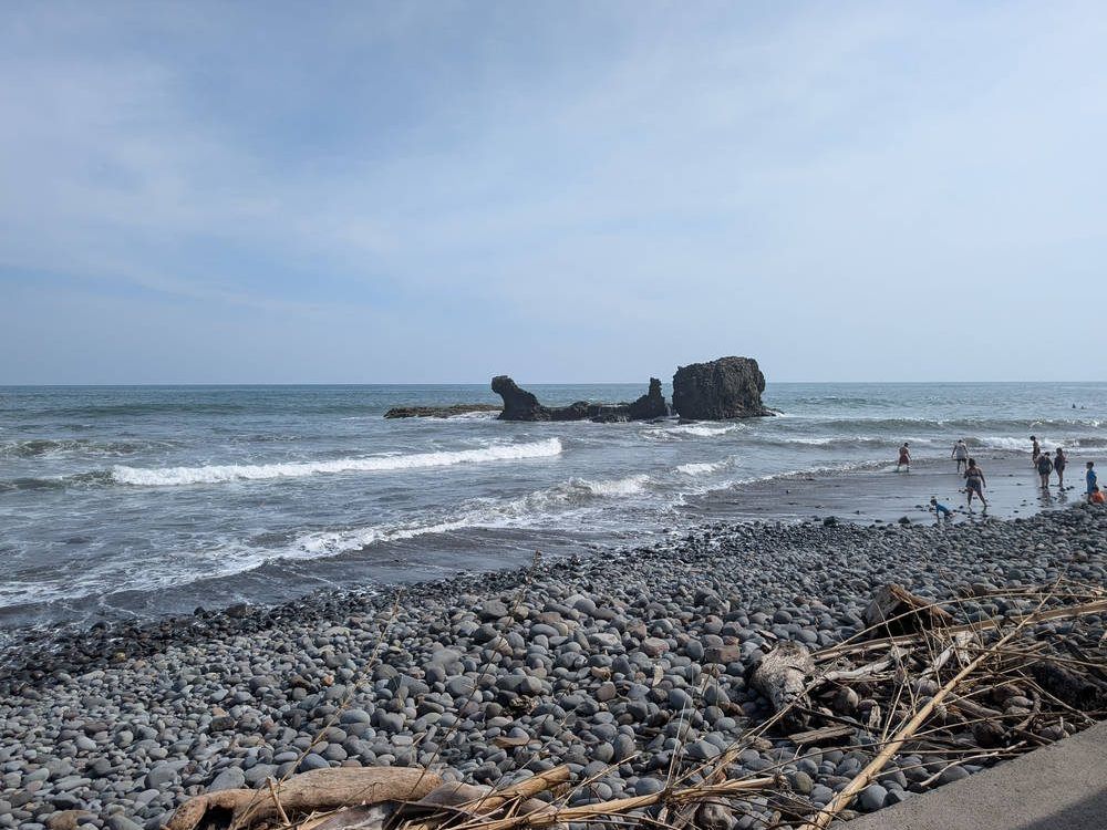 Rocky coast and surf in El Salvador