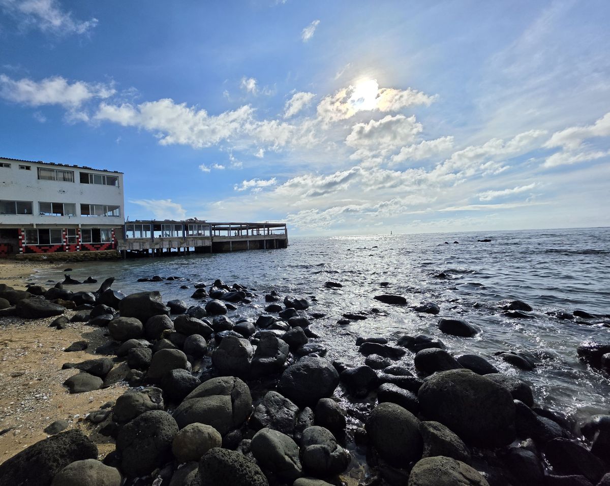 The same building from the rocks