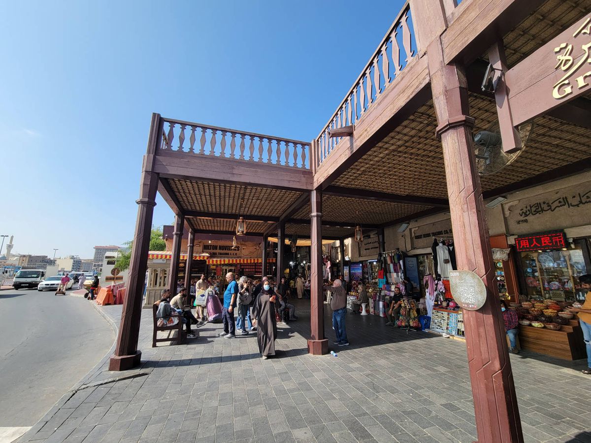 A covered market of souvenir shops