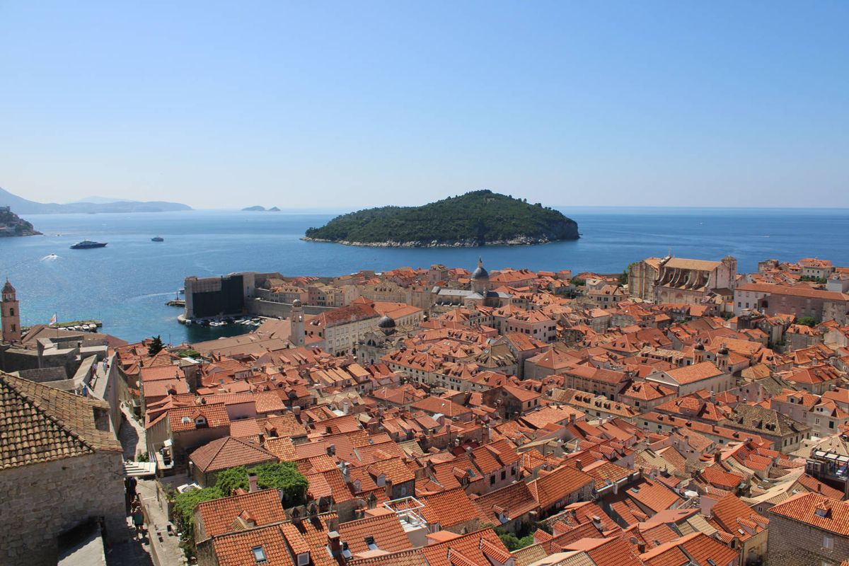The rooftops and the island beyond