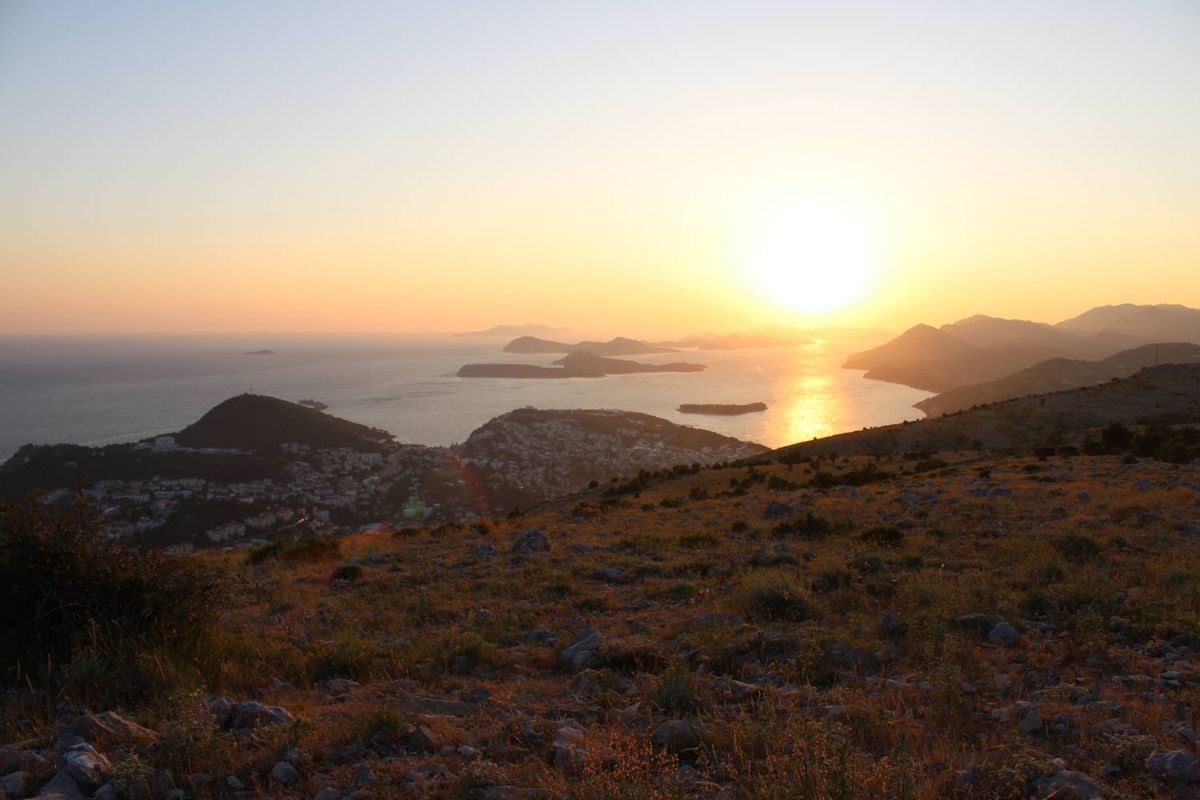 The sun going down over the islands