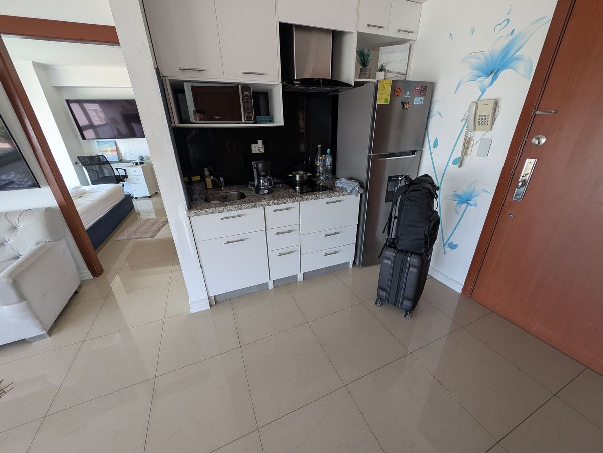 The kitchenette by the door