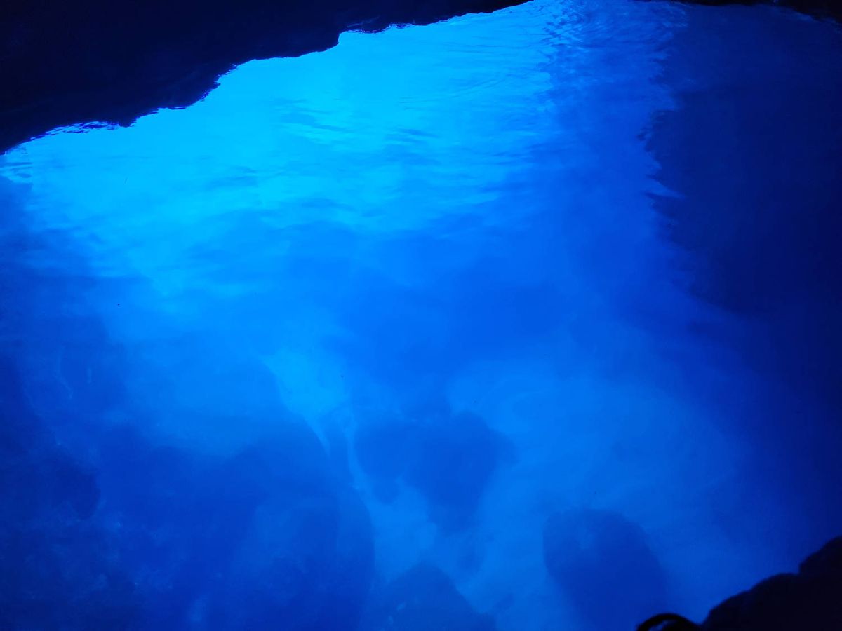 The water glowing blue