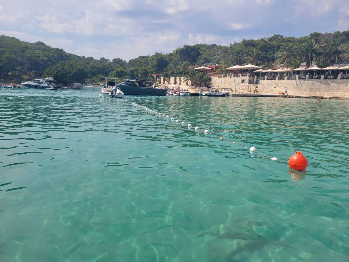 A swimming area in the bay
