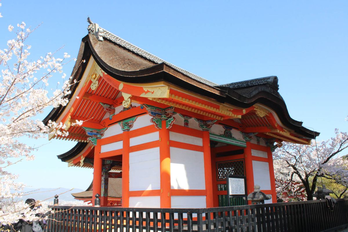 A red and white temple hall
