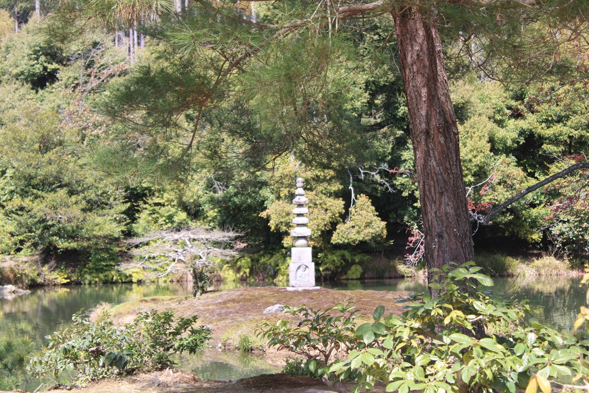 A stone pagoda in the garden