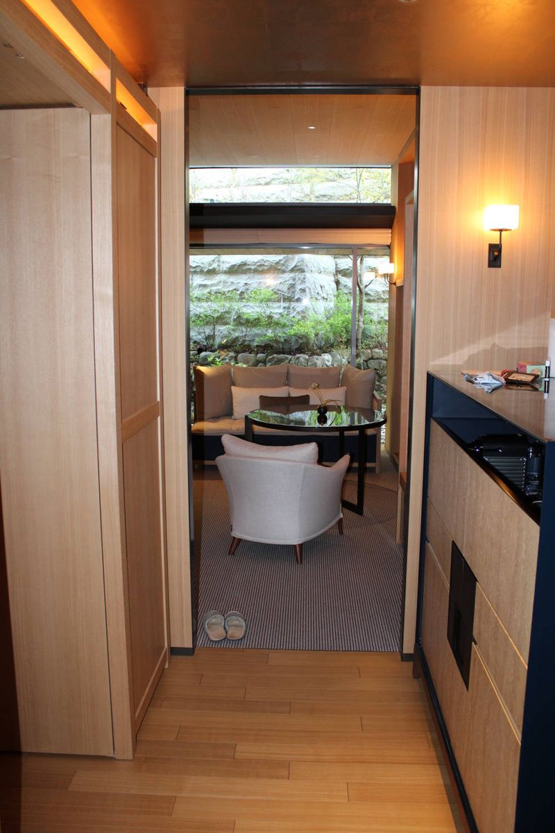 The entry hall looking through to the sitting area