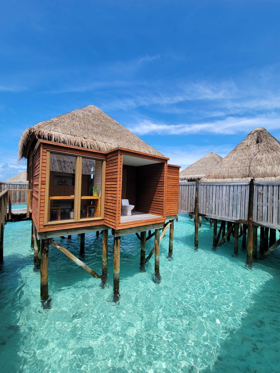 Water villas over clear water