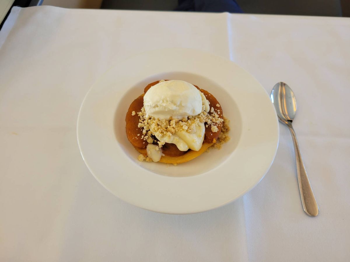 Dessert with vanilla ice cream