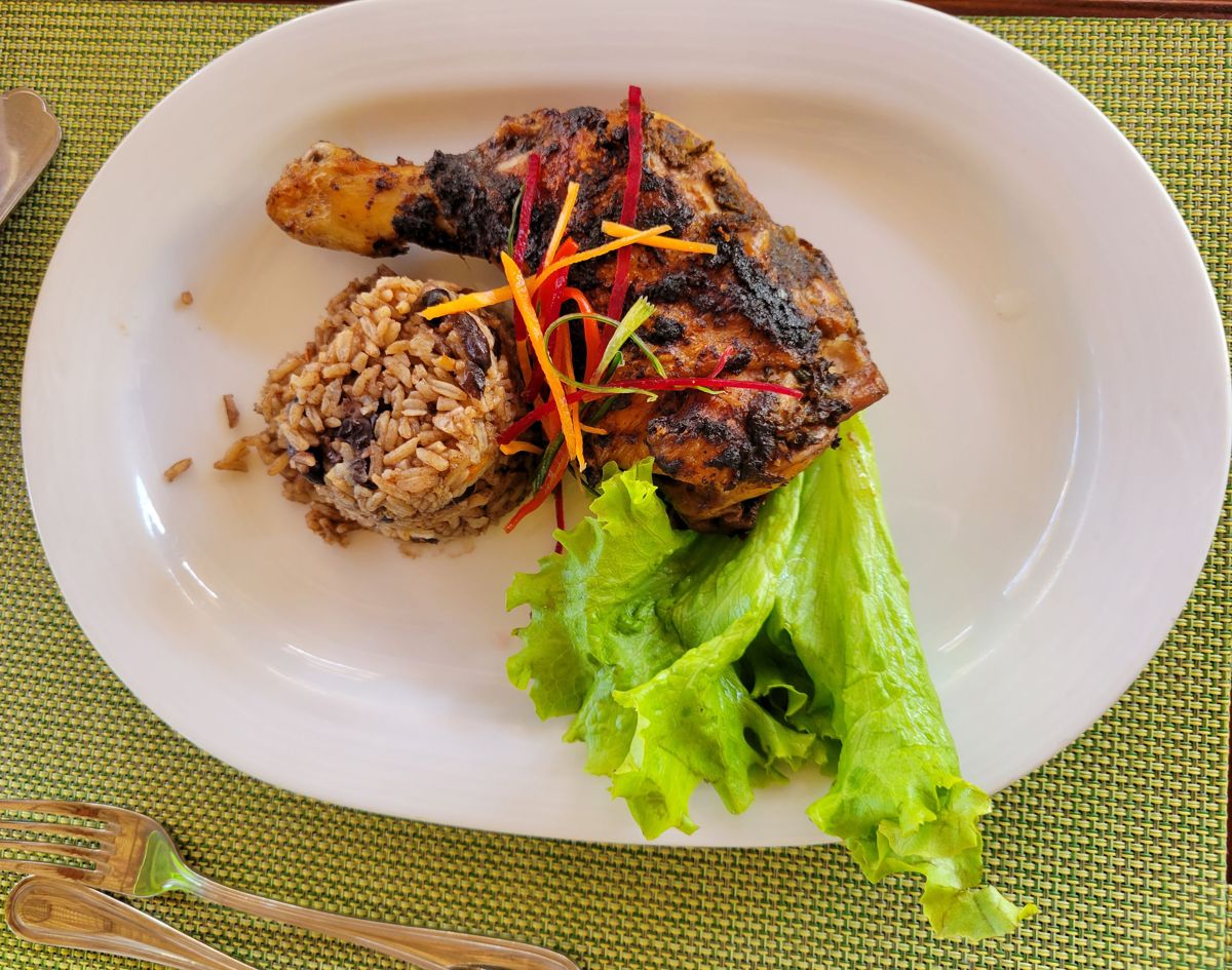 Lunch: grilled chicken with rice and beans