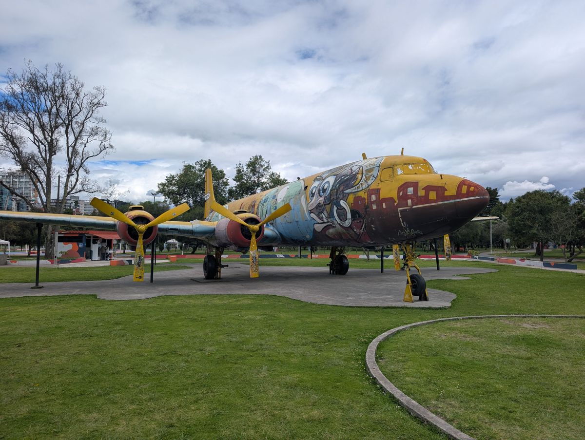 From the side: a cartoon face, and the city on the nose
