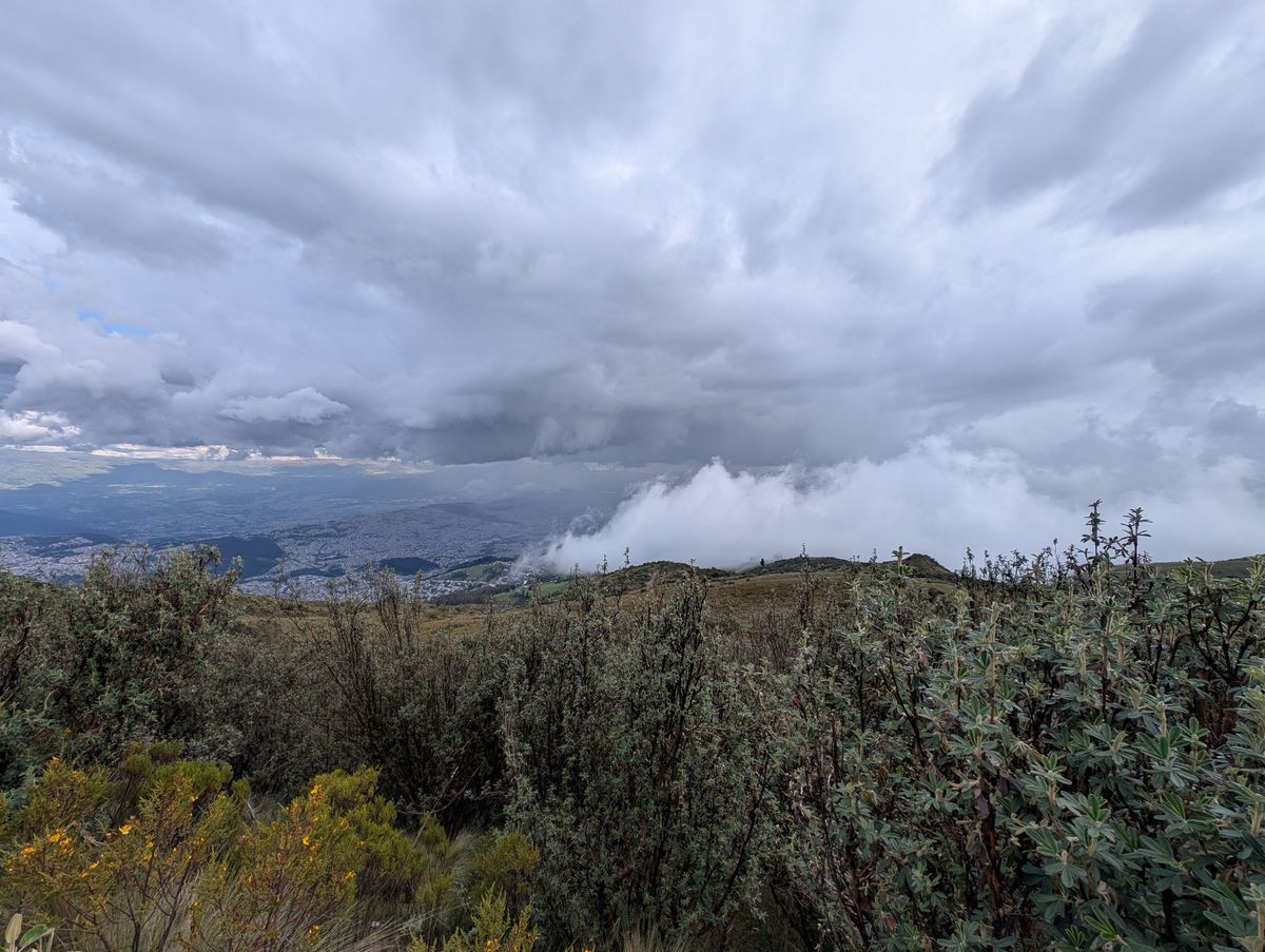 Clouds pouring over the ridge