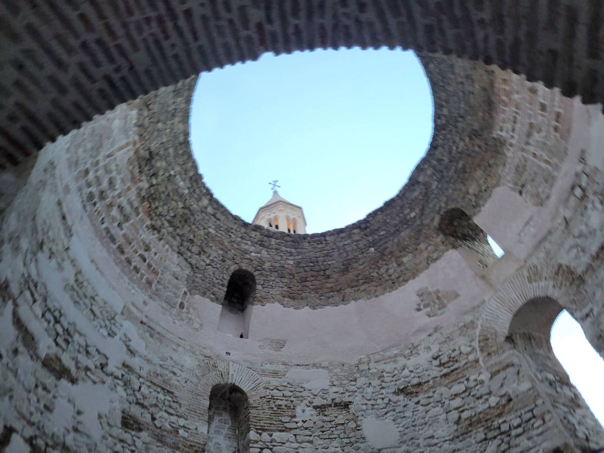 Looking up through an open dome