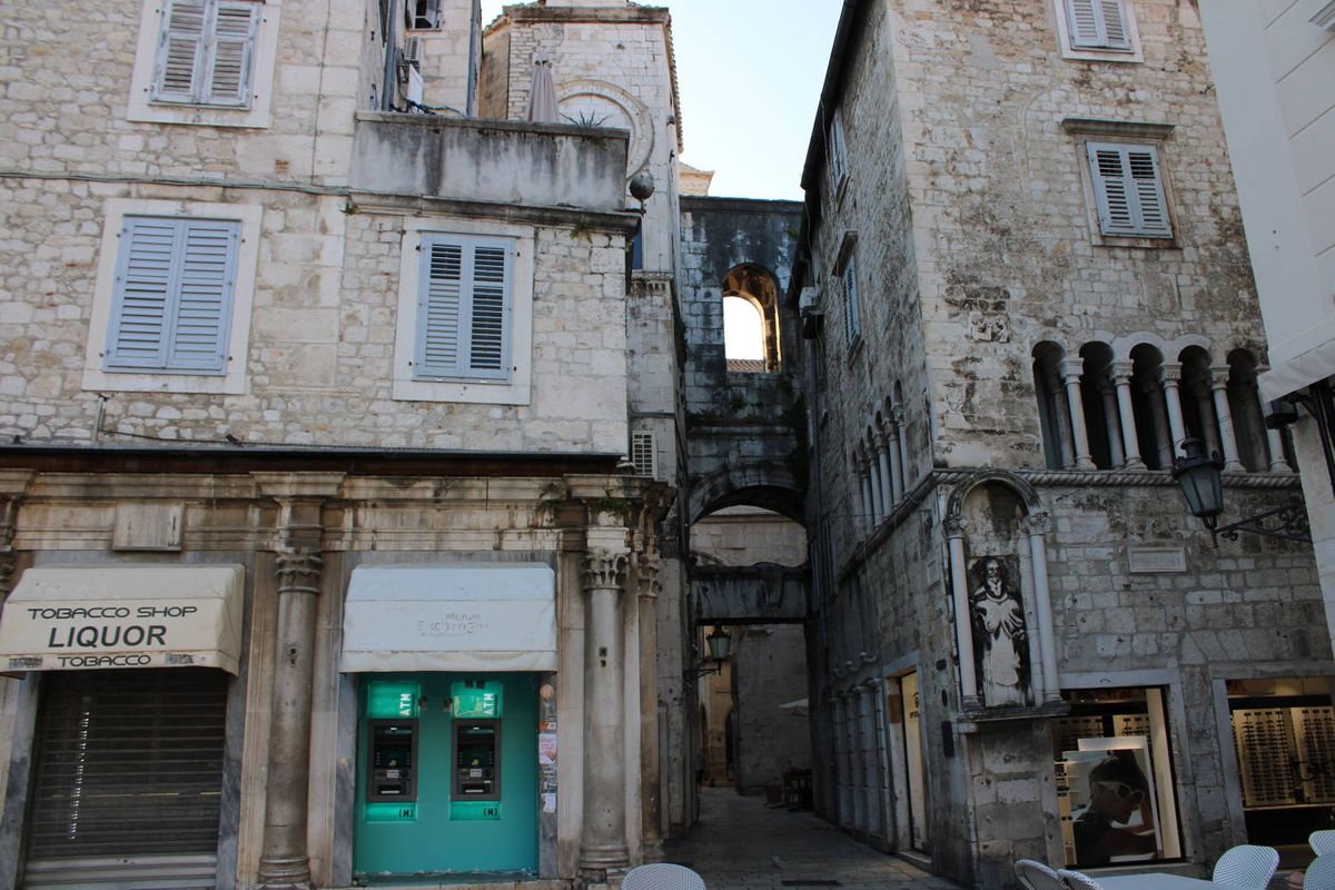 Stone buildings around an alley