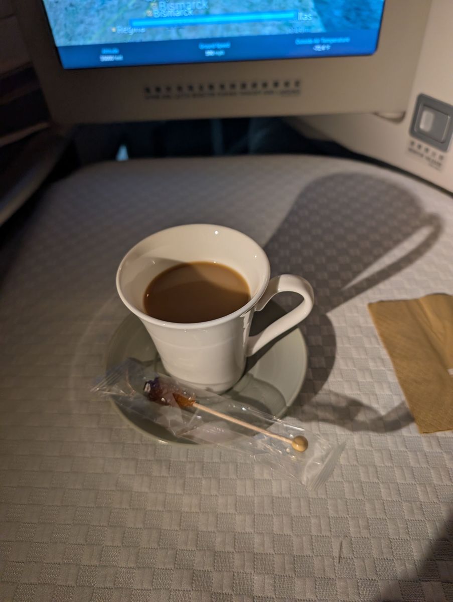 Coffee somewhere over North Dakota