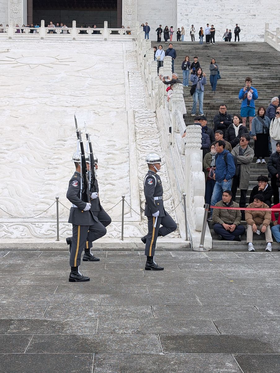 Rifles shouldered, heading for the hall