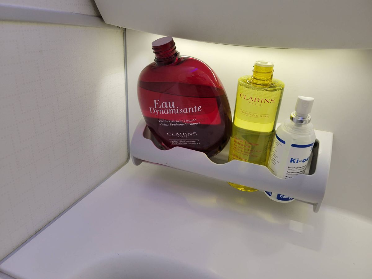Clarins products in the washroom
