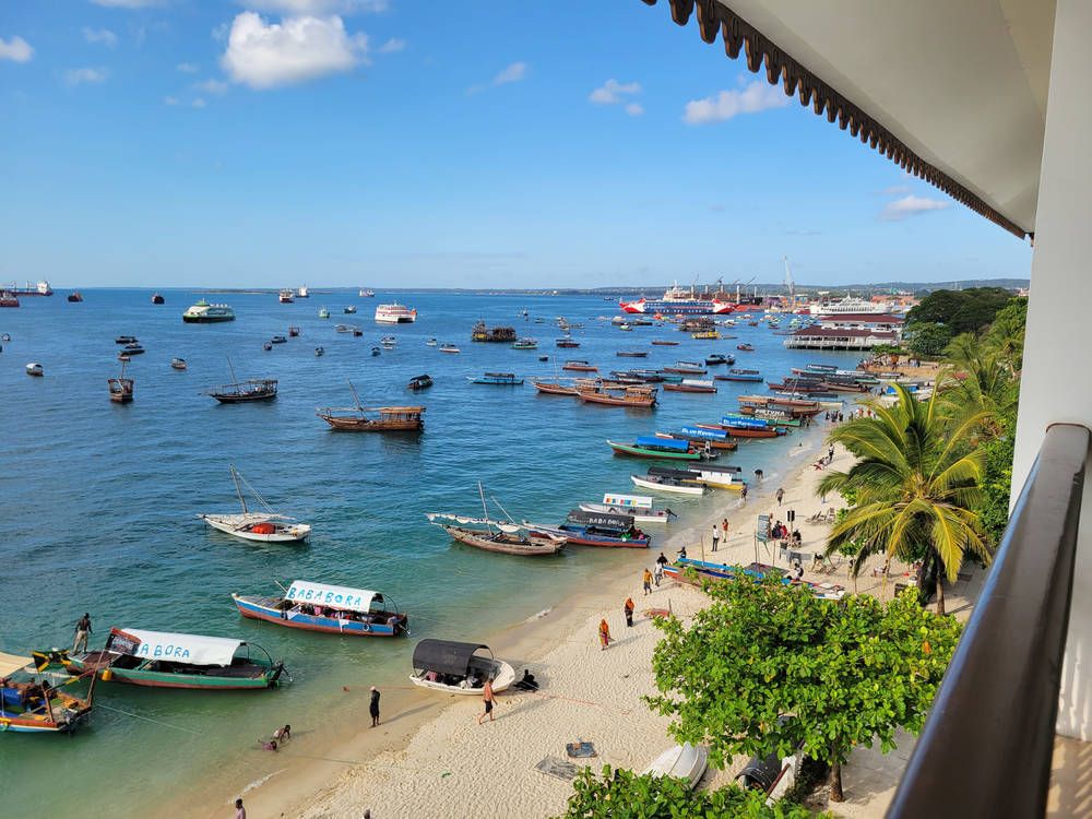 Boats off the beach below the balcony