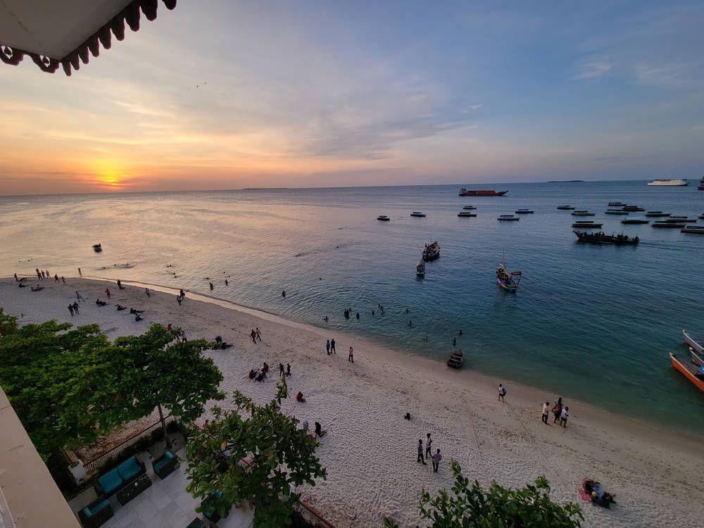 The beach as the sun goes down